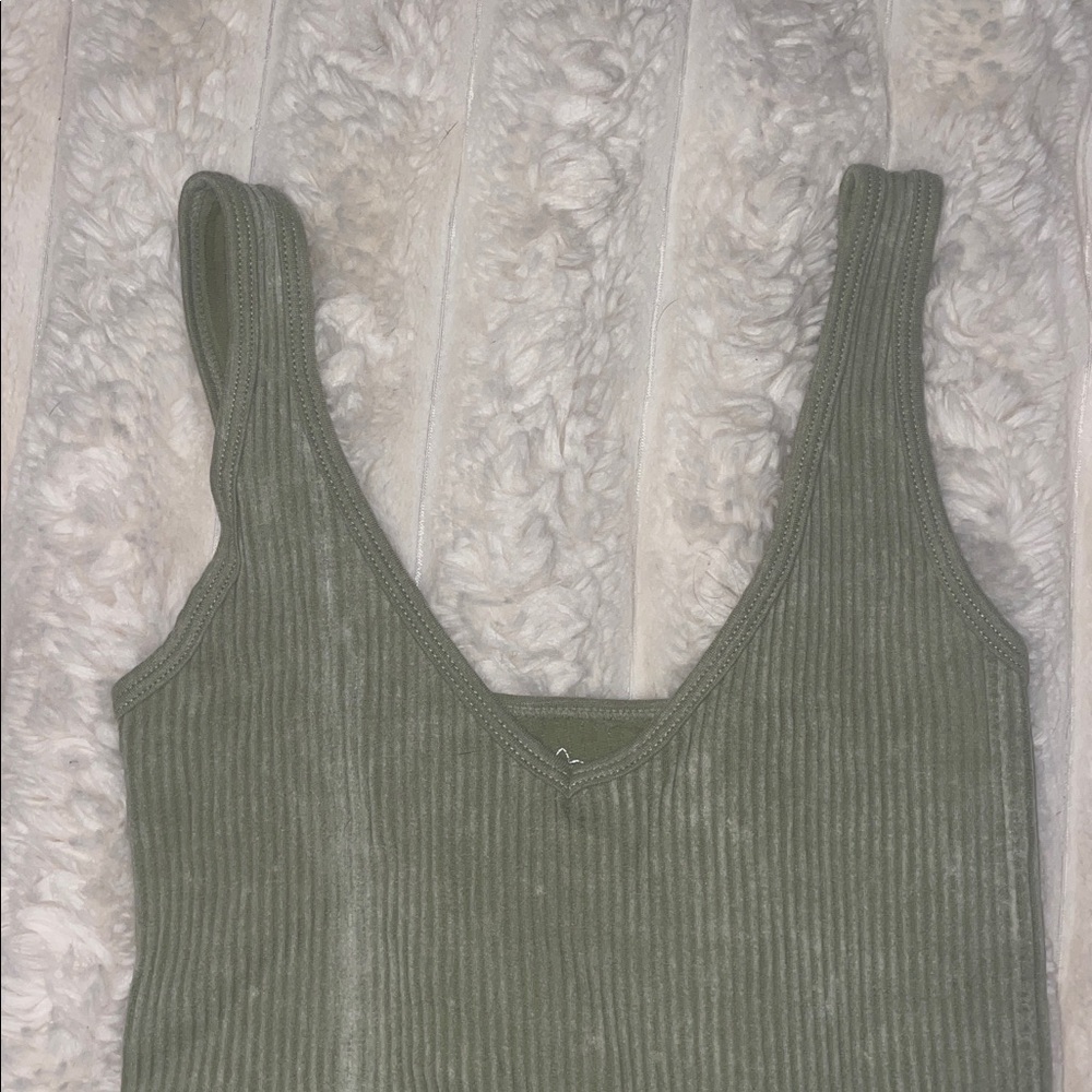 Green Ribbed Bodysuit - Picture 3 of 3